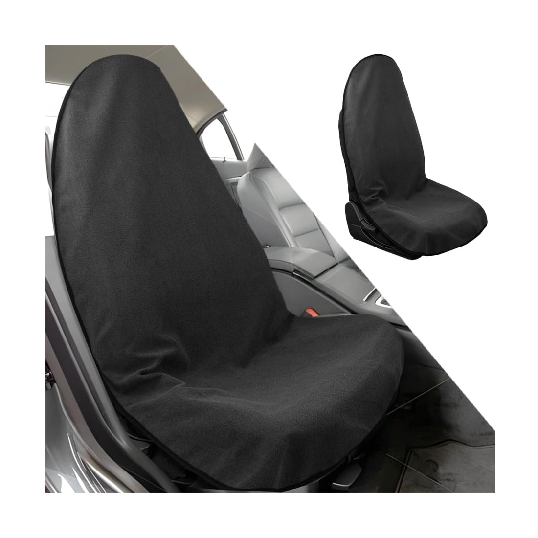 Mandark Waterproof Towel Car Seat Cover, Sweatproof Non Slip Bucket Carseat, Machine Washable Vehicle Bucket Frontseat Protector Accessories, Universal for SUV, Sedan, Truck(Black)