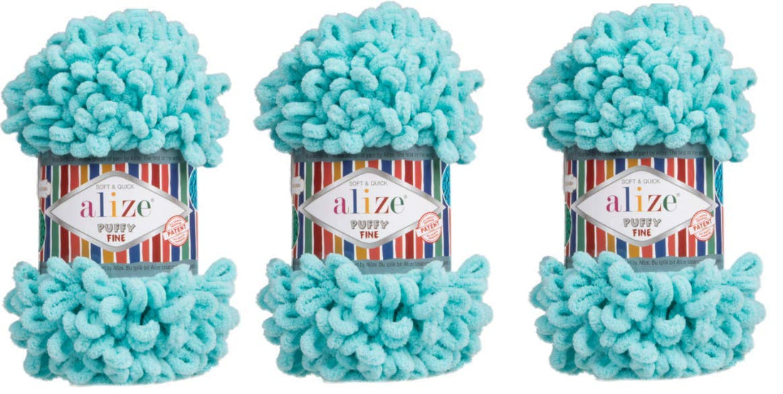 Alize Puffy Fine Yarn Baby Blanket Yarn Lot of 3skn 300gr 48yds 100% Micropolyester Soft Yarn Hand Knitting Yarn Super Chunky Bulky Woven Worested Yarn (263)