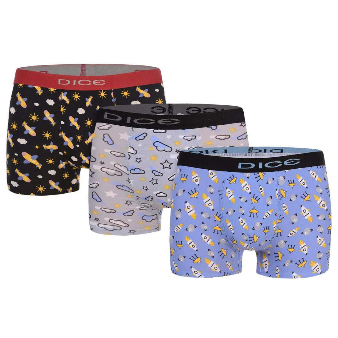 Dice Pack of 3 Printed Colors Cotton Boxer for Boys