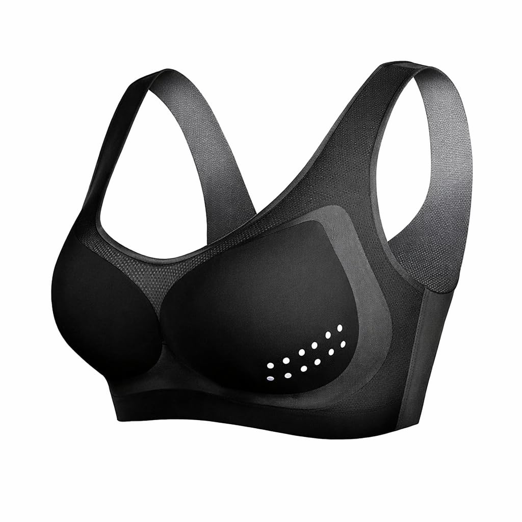 Women's Seamless Ice Silk Bra – Removable Cup Design with Breathable Elastic Mesh Material, Wireless for Comfortable Natural Support, Stylish Firm Back, Light and Soft for Workout