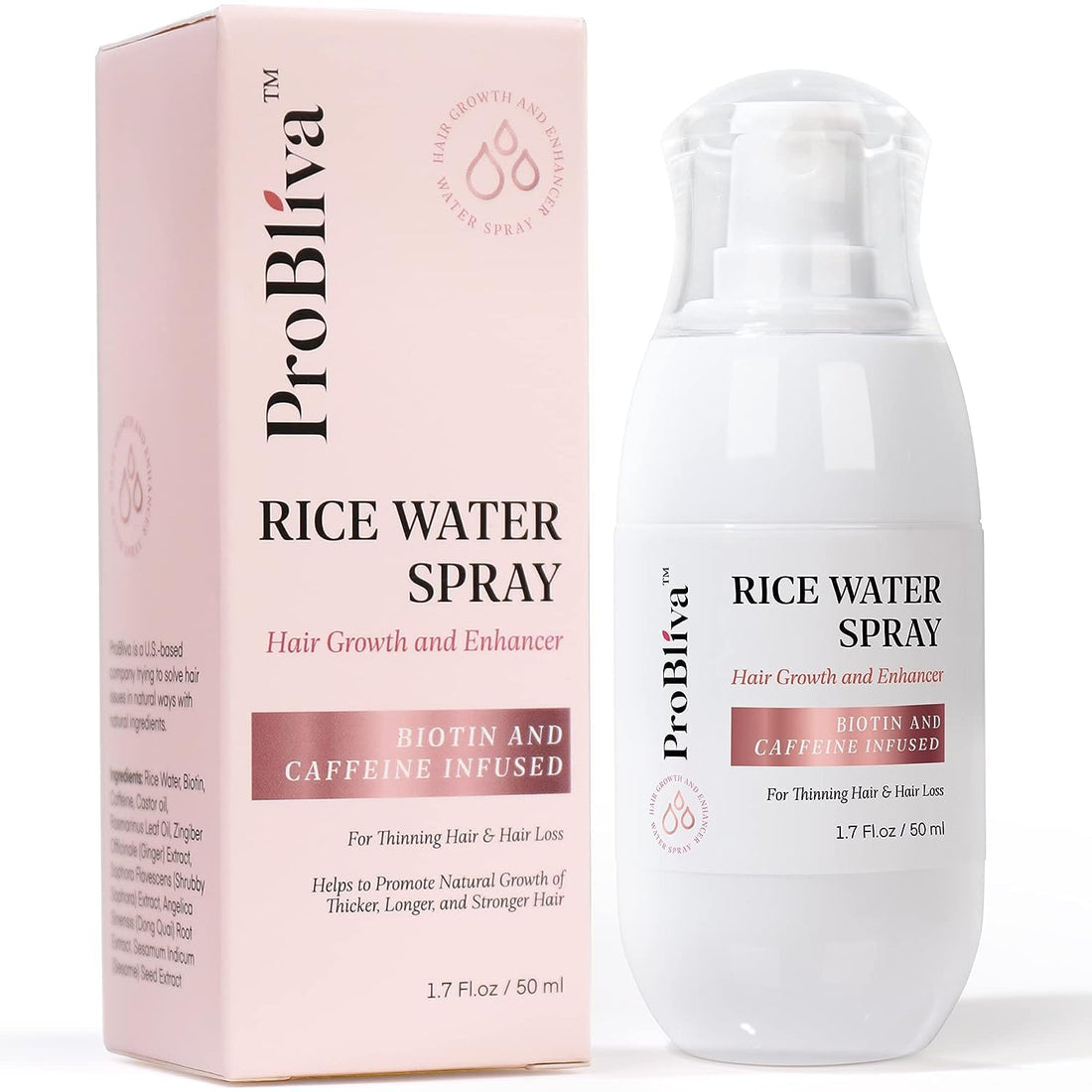 Hair Serum: Rice Water, Rosemary Oil, Castor Oil for Thicker, Longer and Fuller Hair - Hair Products for Women and Men With Biotin and Caffeine