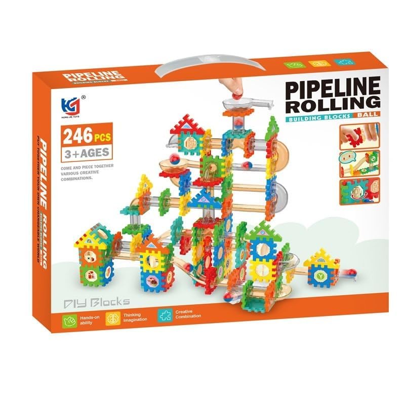 Nopatia Spinning Ball Track Toy – Educational Building Blocks for Kids 246 Pieces, Develop Motor Skills and Creative Fun Toy to Design Ball Track