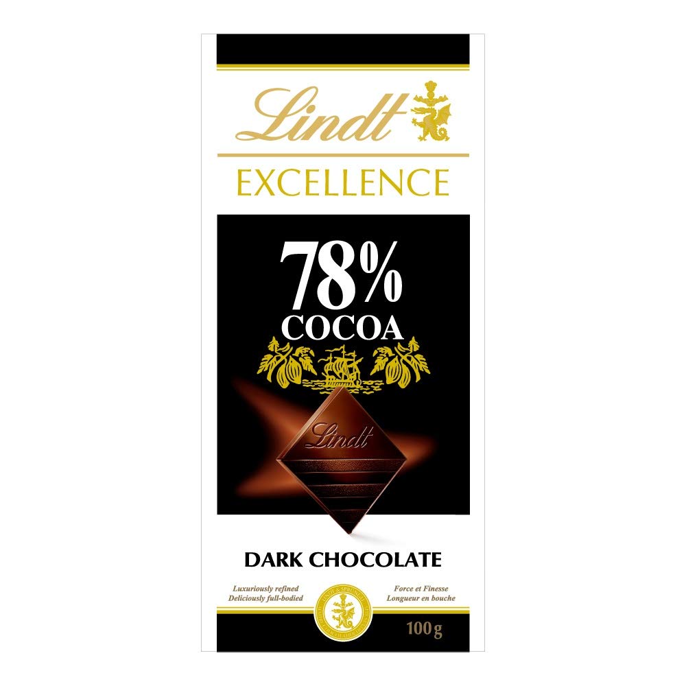 Lindt Excellence Dark Chocolate, 78% Cocoa, 100g, Block Form, Premium Swiss Chocolate Bar