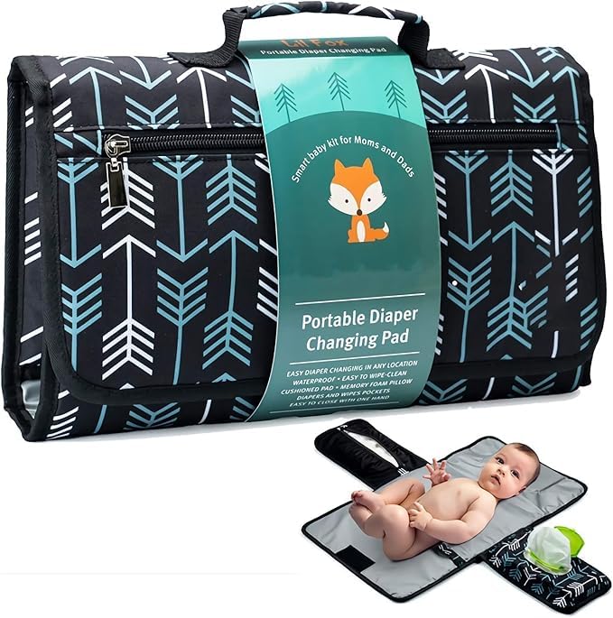 Portable Diaper Changing Mat, Waterproof Baby Changing Pad, Detachable Travel Changing Pad with Shoulder Strap, Fully Padded, Lightweight & Waterproof - Newborn Essentials Must Haves