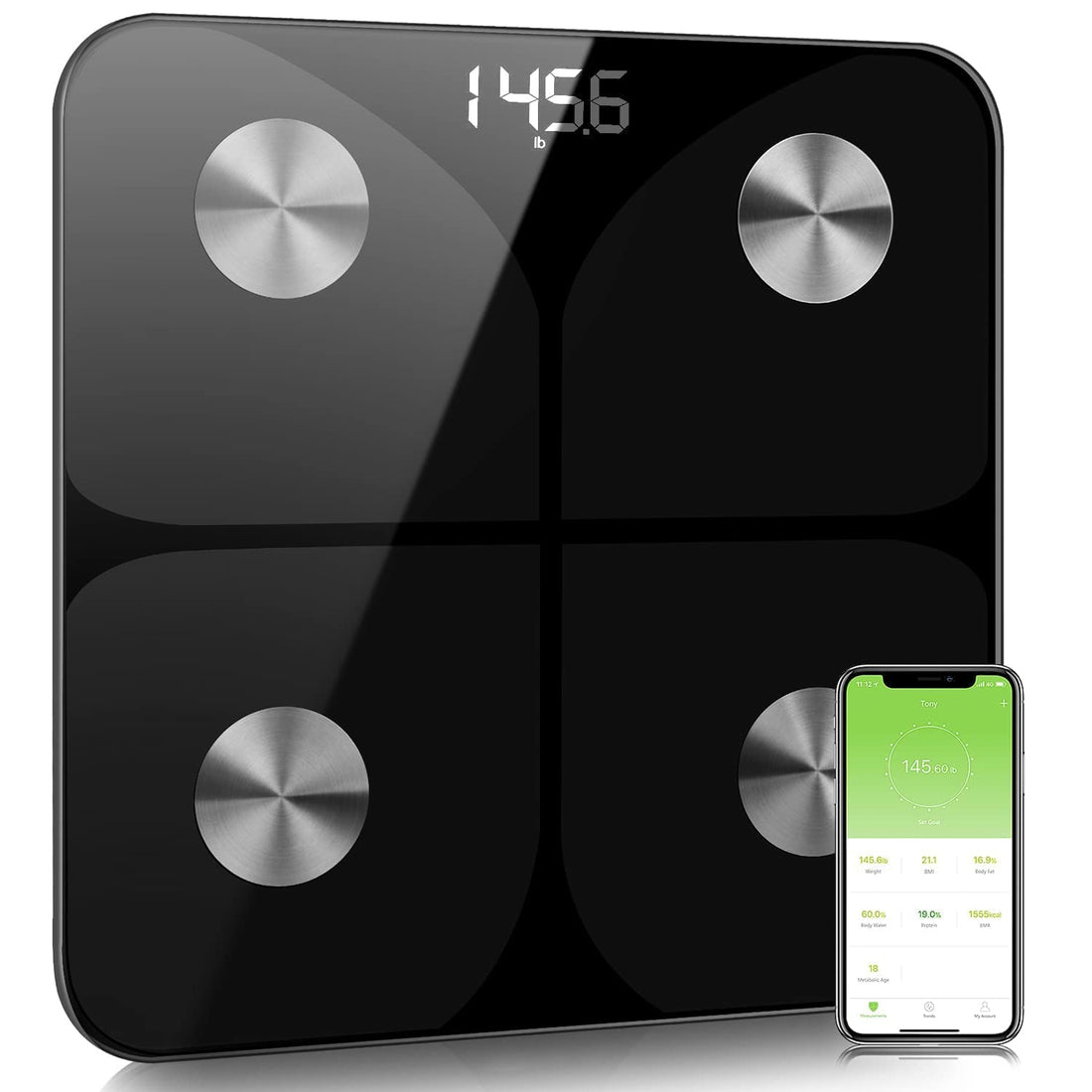 Scales for Body Weight - Smart Body Fat Scales Composition Analyzer Monitor, High Precision Measuring for BMI, Visceral Fat, Muscle, Body Age etc, Smart APP for Fitness Tracking(Black), Black