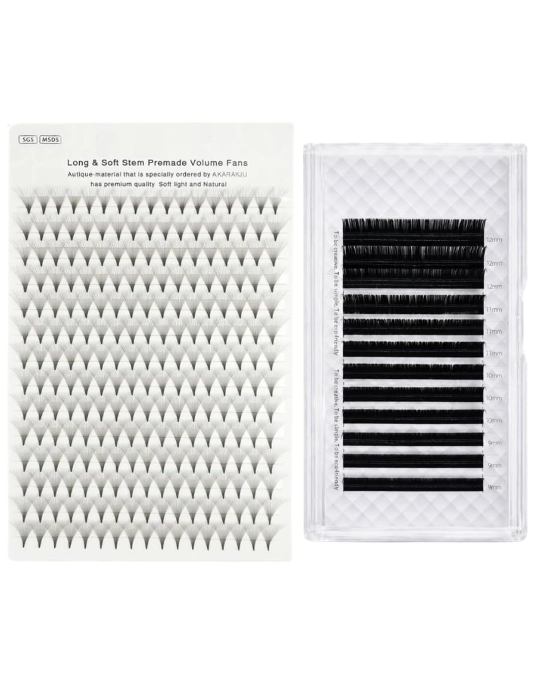 Eyelash Extensions Set Premade Volume Fans 20D 12mm & Individual Classic Lashes 0.10D Hair by Hair, Soft Lightweight Natural to Full Volume Lash Extensions for Salon and Home Use