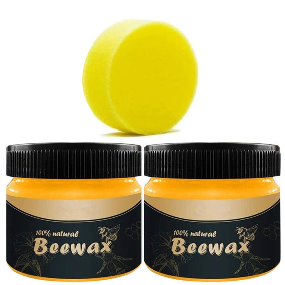 Eaasok QUNGCO Wood Seasoning Beewax, 2 PACK Natural Wood Wax Traditional Beeswax Polish for Furniture, Floor, Tables, Chairs, Cabinets