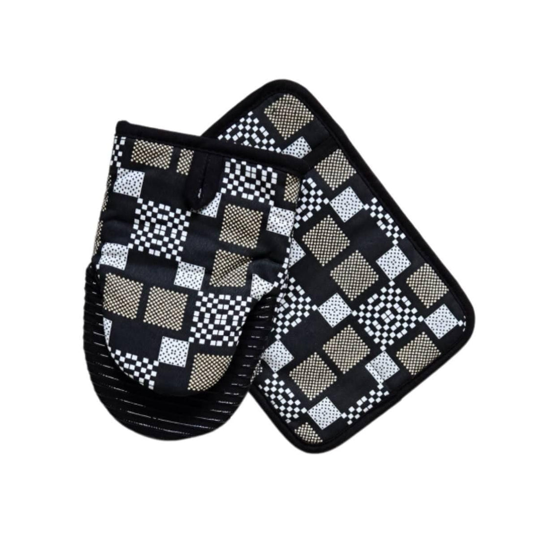 Generic Kitchen Heat Protection Set of 2, Cotton Glove 23x15cm and Mask 25x18cm,(cafe) .mk