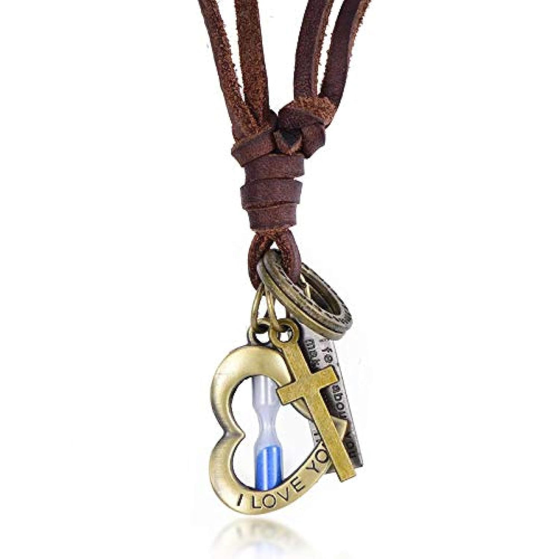 Necklace Heart Hourglass - Leather