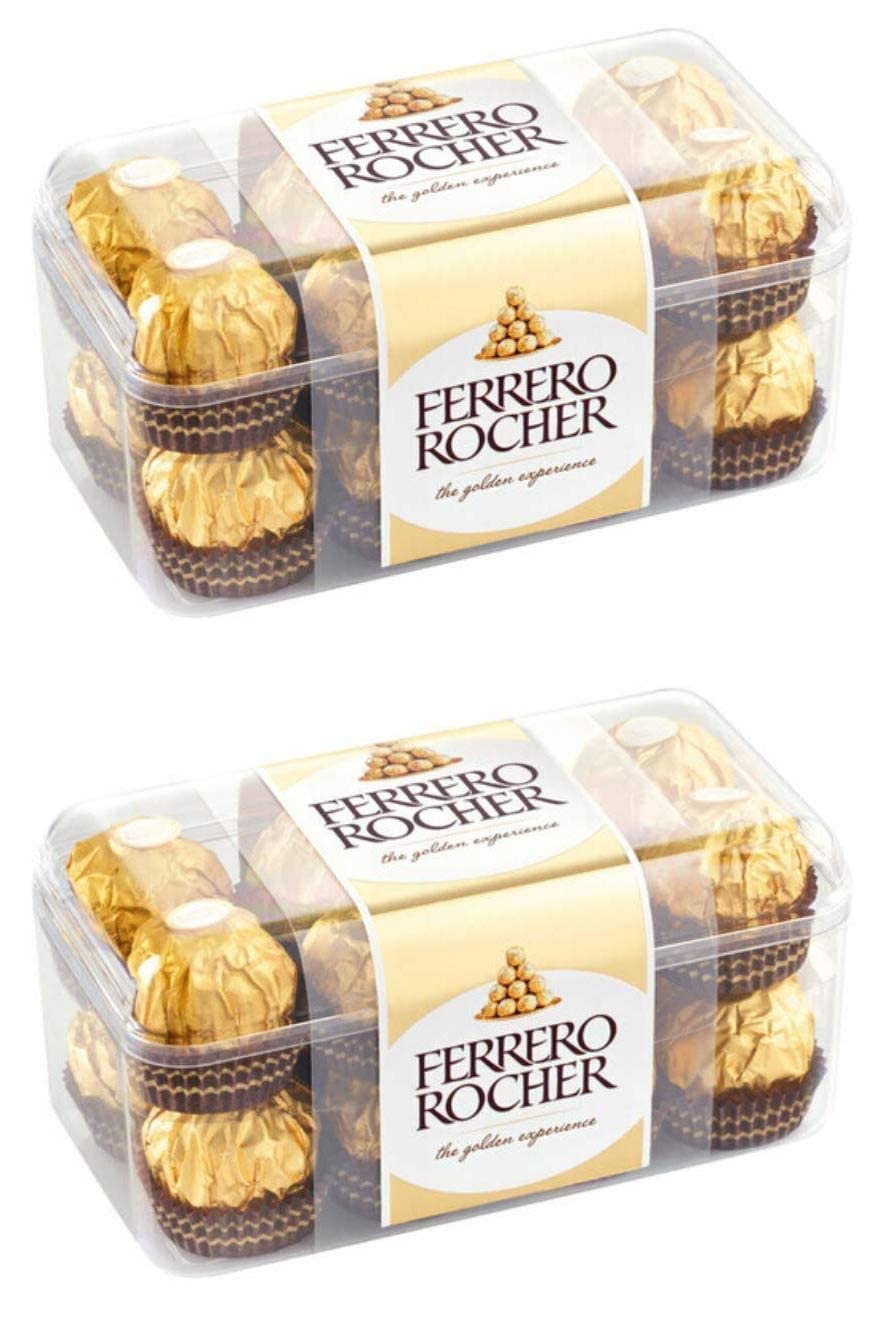 Ferreros Rochers Fine Hazelnut Chocolate Truffles | 16 Pieces Each | Pack Of 2 (From Italy)