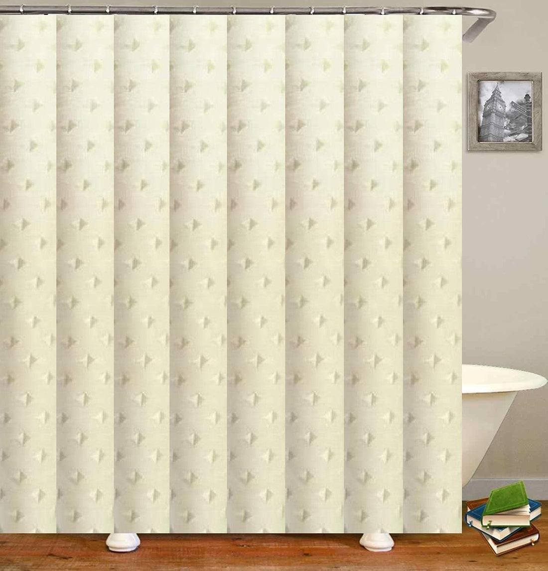 Waterproof Water Repellent Polyester Shower Curtain with 12 Hanging Hooks - 180x180cm (Light Blue)