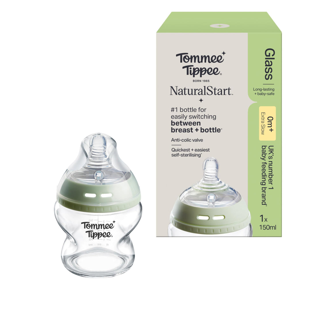 Tommee Tippee Tt42243777 Closer To Nature Glass Bottle, Clear