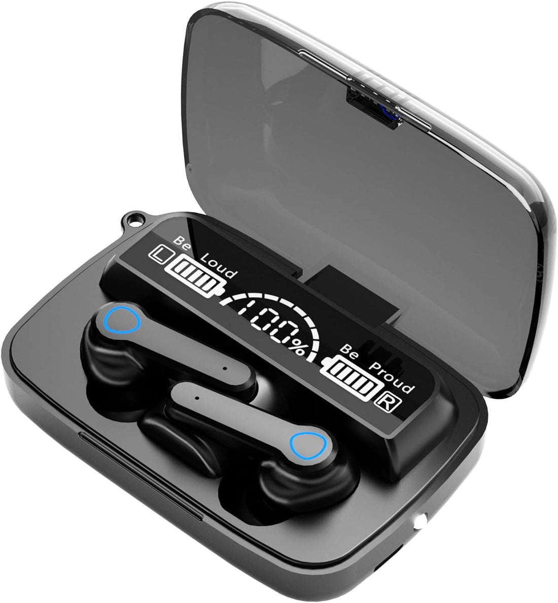 M19 Earbuds,Wireless Earbuds Bluetooth Headphones, HiFi Stereo Deep Bass, Bluetooth 5.3 Touch Control Headphones, Mini Ear Buds Mic in-Ear Headset IP7 Waterproof LED Display for iPhone and Android