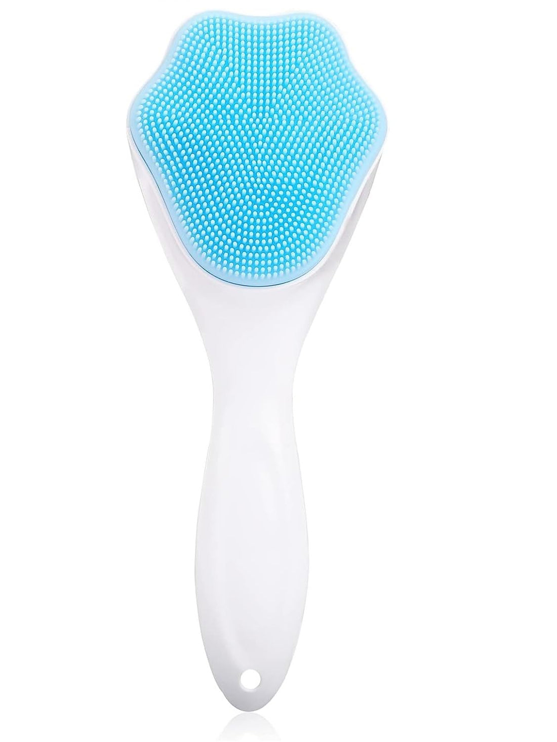 XAMILE 1 Pack Silicone Face Scrubber Exfoliating Brush, Manual Handheld Facial Cleansing Brush Blackhead Scrubber, Soft Food Grade Silicone bristles for Face Skincare (Blue, 1)