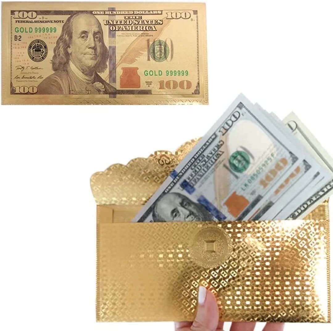 Money Envelopes for Cash Gifts 100 Dollars Money Cards Case Gold Plating