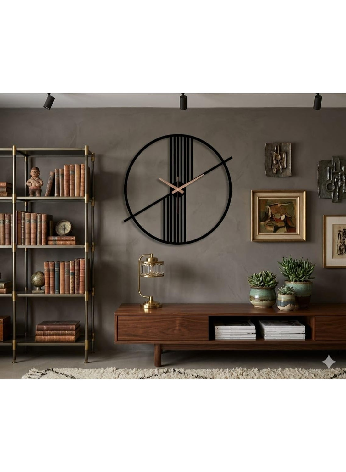 FuncyHome Modern Metal Wall Clock, 50x50 cm, Black, Analogue, Contemporary Design, Rust-Resistant with Electrostatic Paint Finish, Large Hands and Precise Movement, Living Room, Round