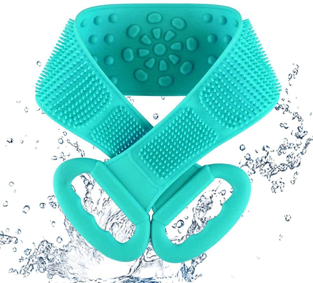 31.5 Inch Back Scrubber For Shower, Durable Silicone Exfoliating Body Scrubber,Cleaner Than Loofah Body In The Shower,Suitable for All Kinds of Skin Cleaning Women Men For Use In Shower Brush(Green)