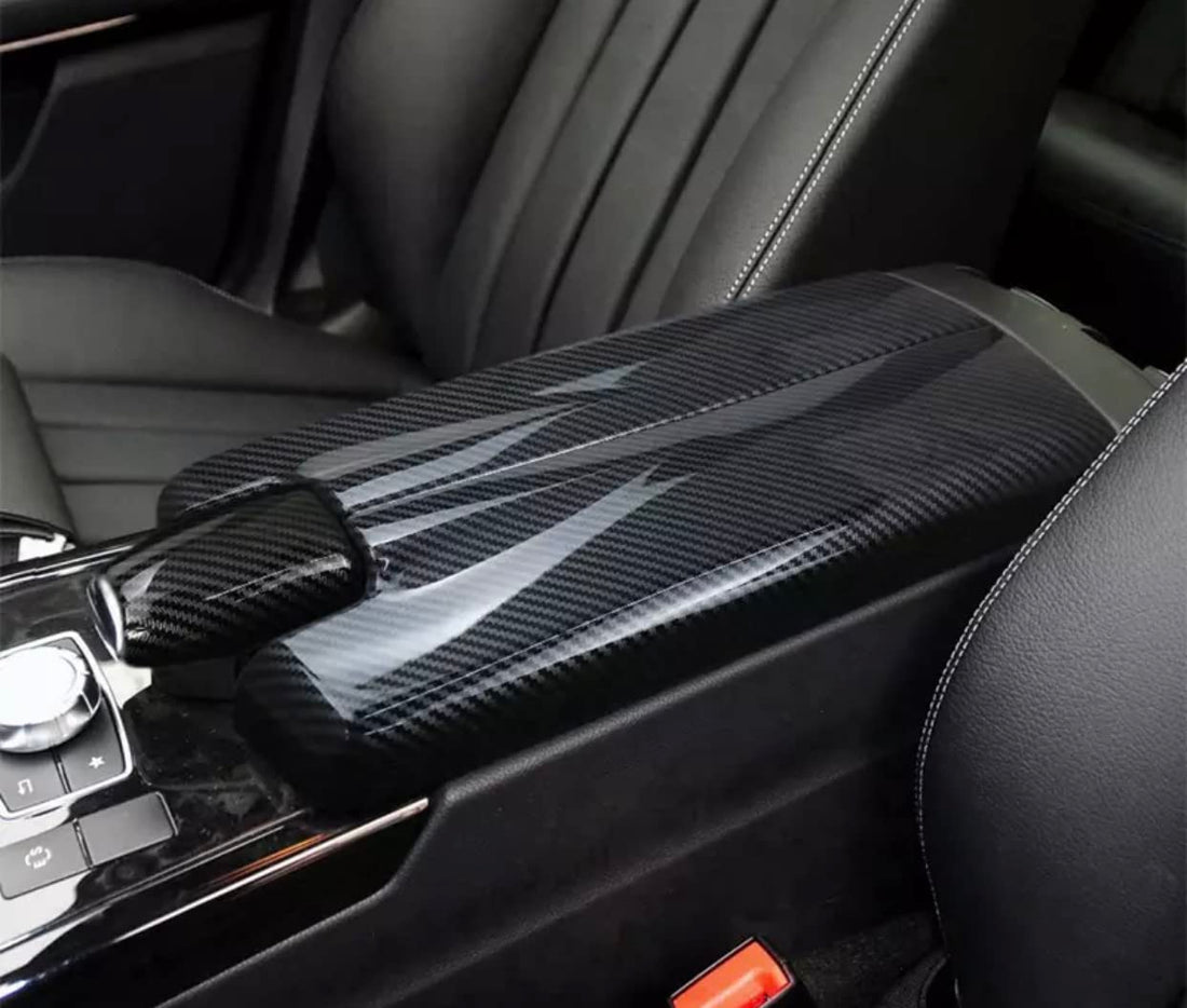 Car Stowing Tidying Armrest Box Panel Carbon fiber Cover Interior Trim For Mercedes Benz E Class W212 2010-2015 Auto Accessories