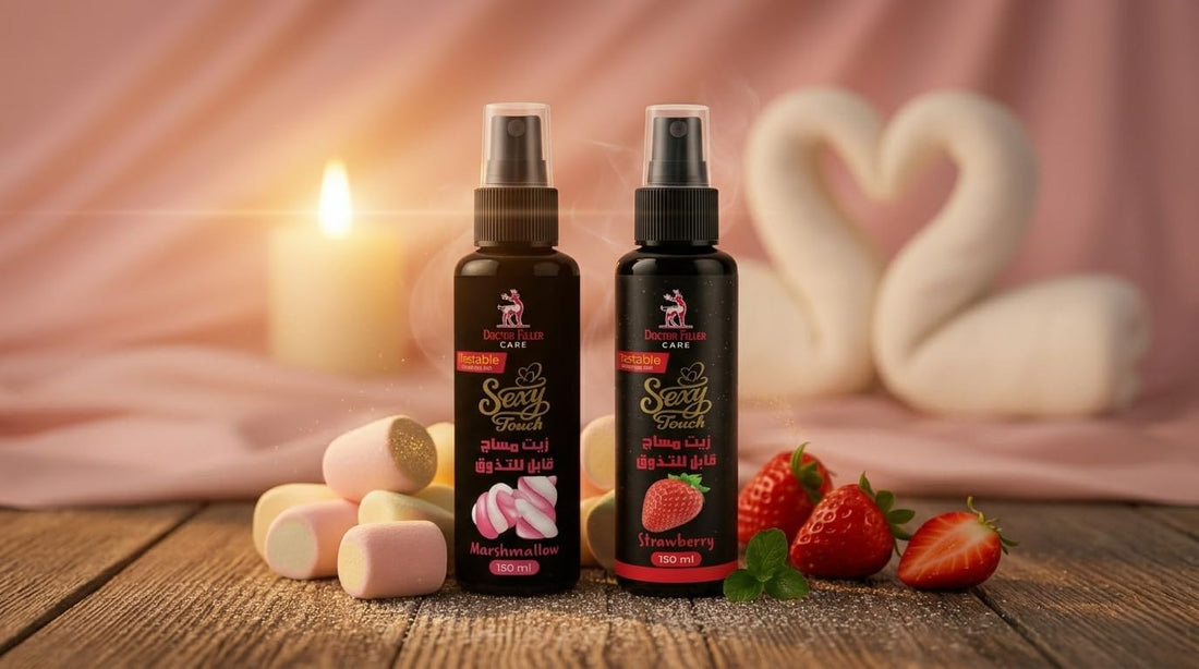 Natural Tastable Massage Oil set, Strawberry Flavor and Marshmallow Tasteable, Helps Relax Body, 150+150 ml (Marshmallow strawberry)