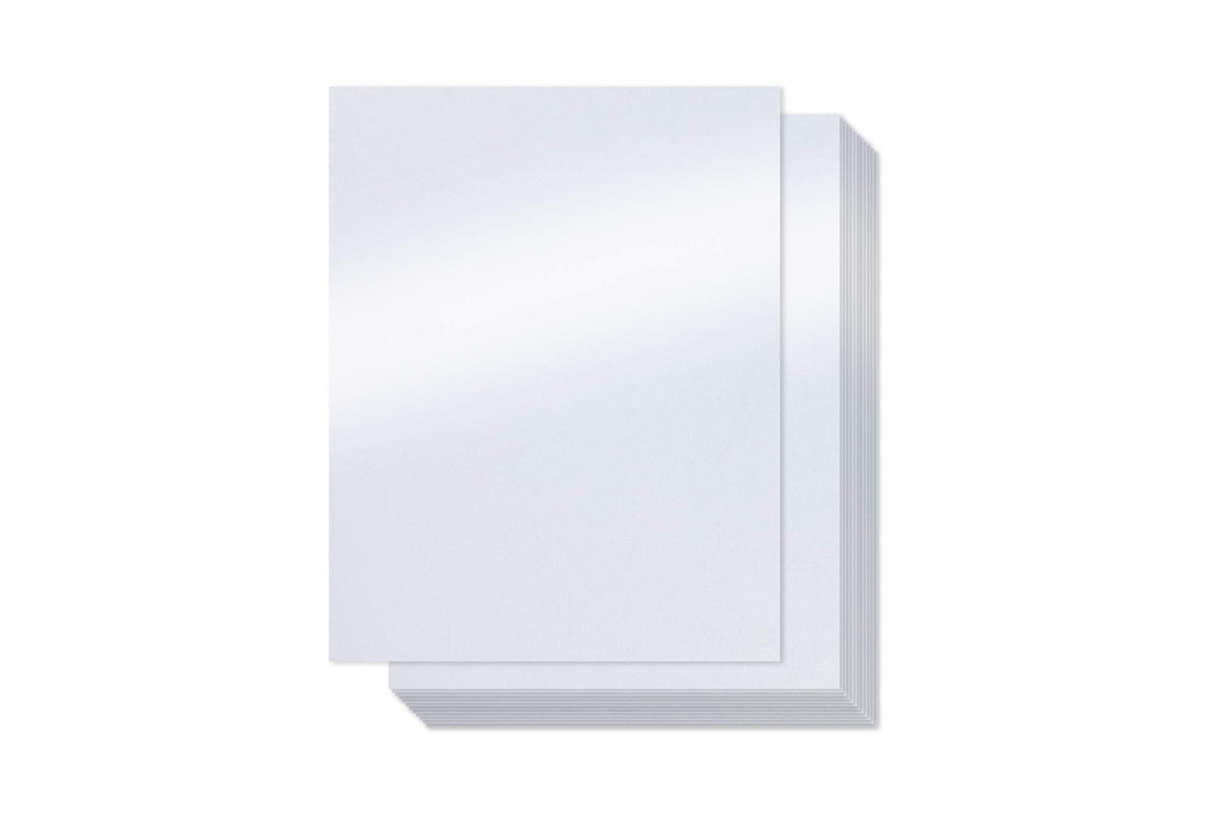White Shimmer Paper - 100-Pack Metallic Paper, 120 GSM, Paper Crafting Supplies, Perfect for Flower Making, Ticket, Invitation, Stationery, Scrapbook Use, Printer Friendly, 8.5 x 11 Inches