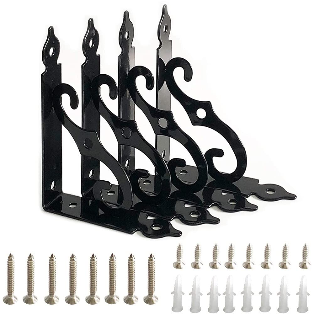 4Pcs/8Pcs L Bracket Decorative Shelf Brackets, Wall Mounted L Shape Floating Shelf Bracket Heavy Duty Metal Corner Brace Joint Right Angle Bracket Shelf Support