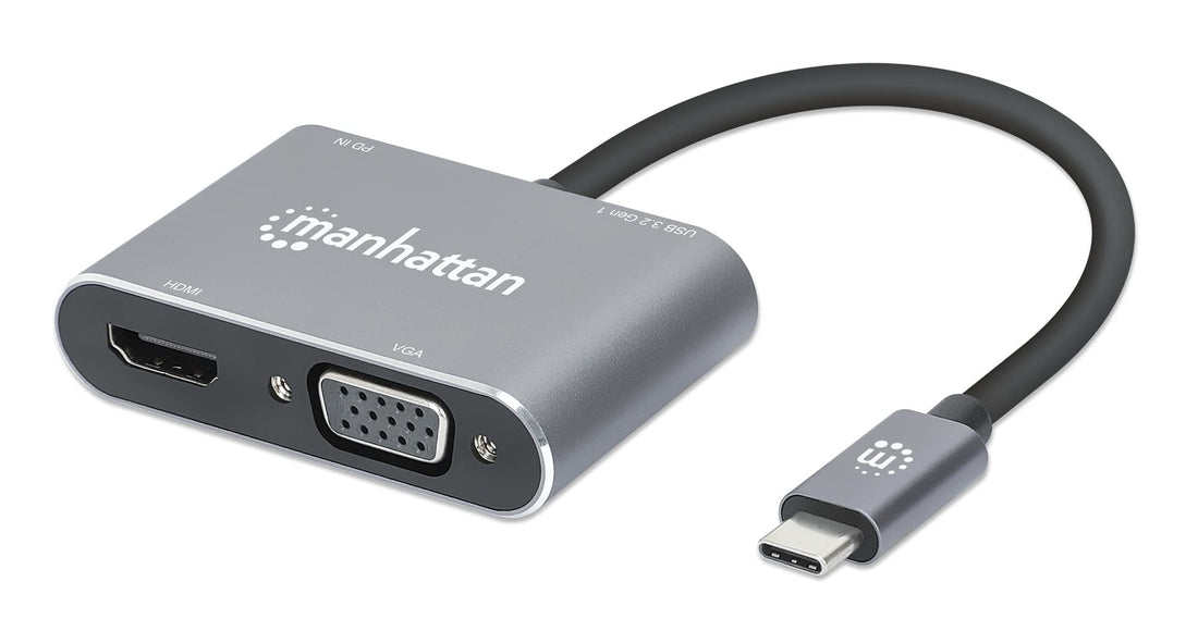 Manhattan 130691 USB-C to HDMI/VGA 4-in-1 Docking Converter With Power Delivery