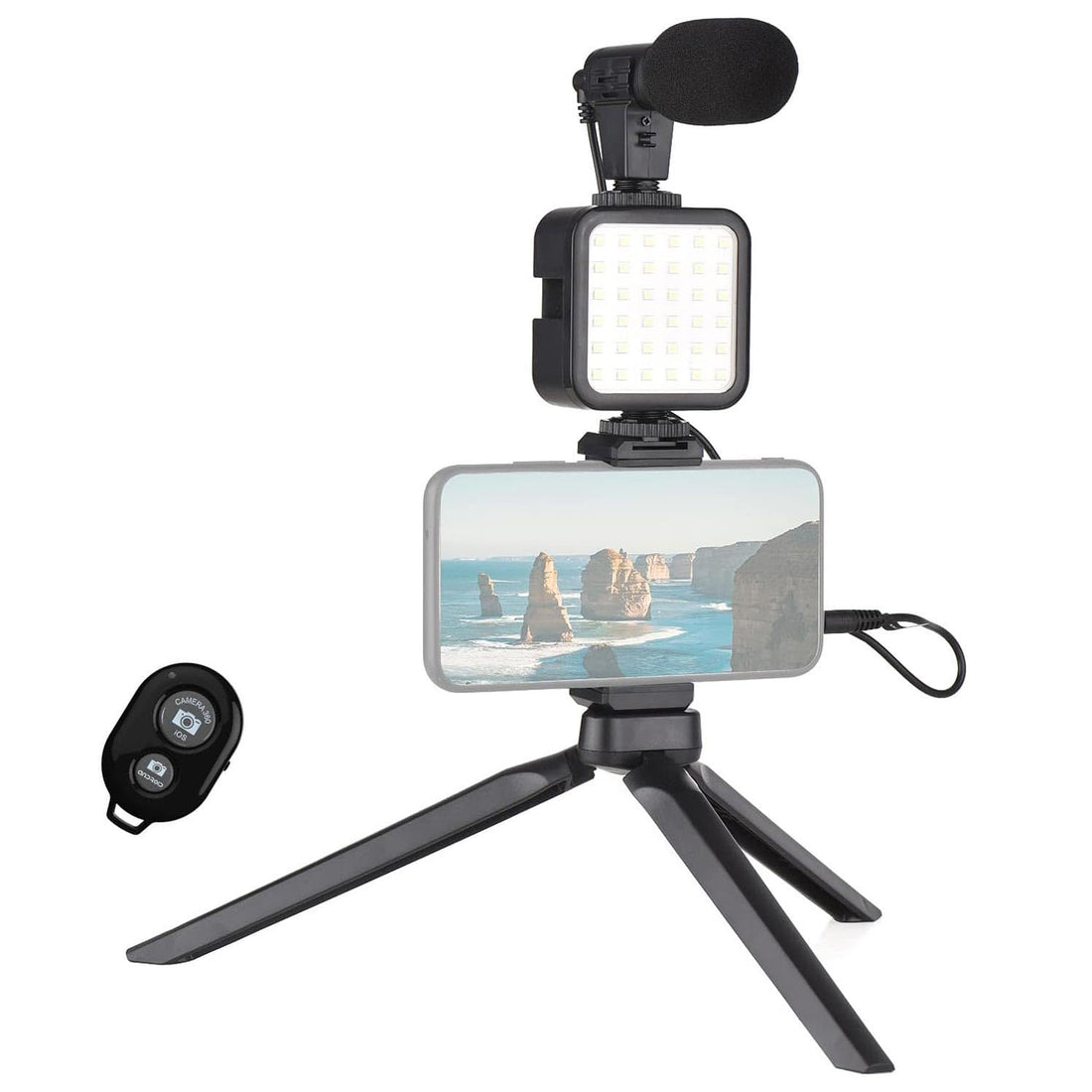 NR29 Professional Vlog Selfie Stick and Tripod 5in1 LED Light with Microphone and Controller