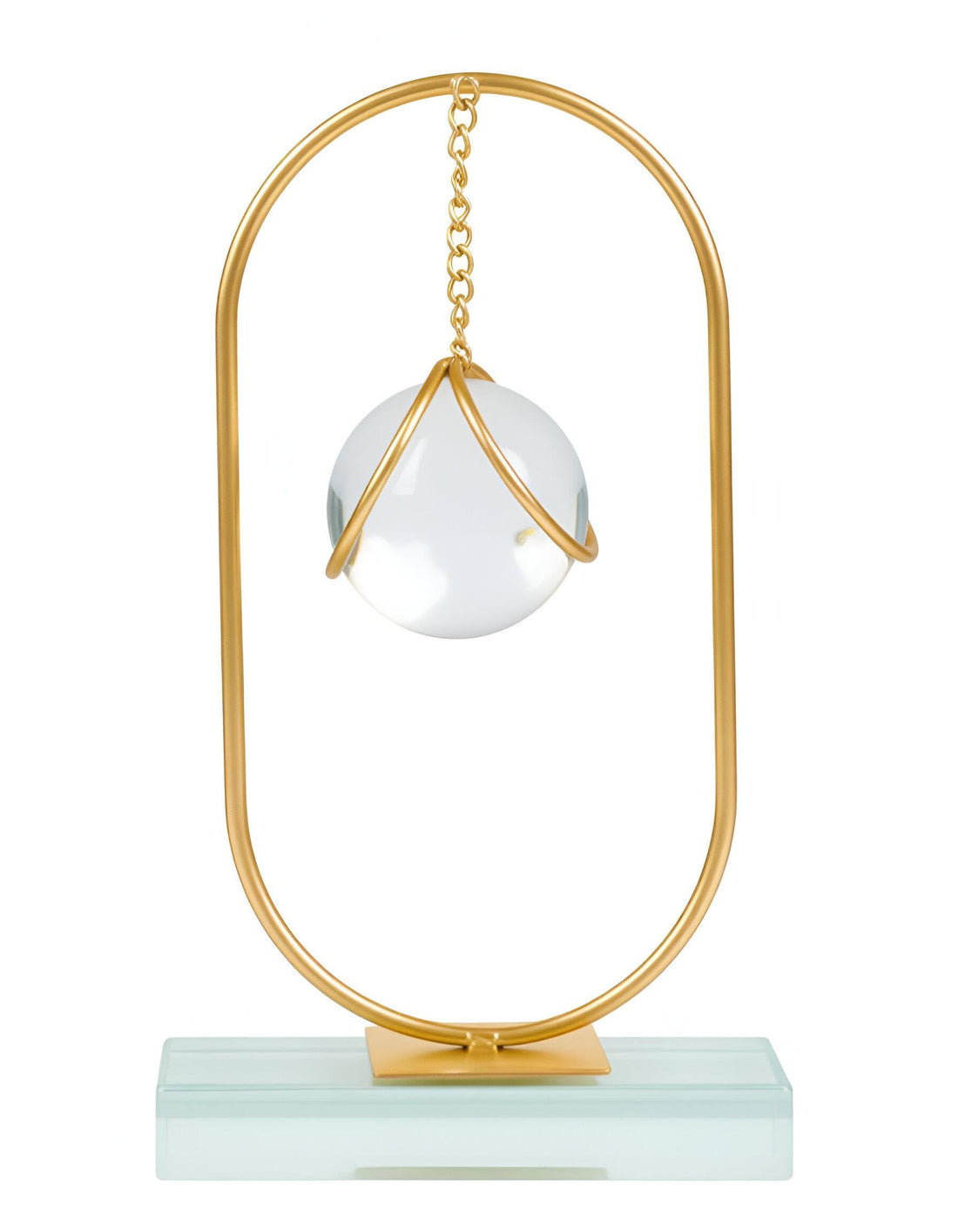 Home Ornament - Transparent Crystal Sphere with Gold Metal Stand for Living Room Decor, Creative and Luxurious Art Piece, Perfect for Office, Photography, and Trendy Gift Ideas