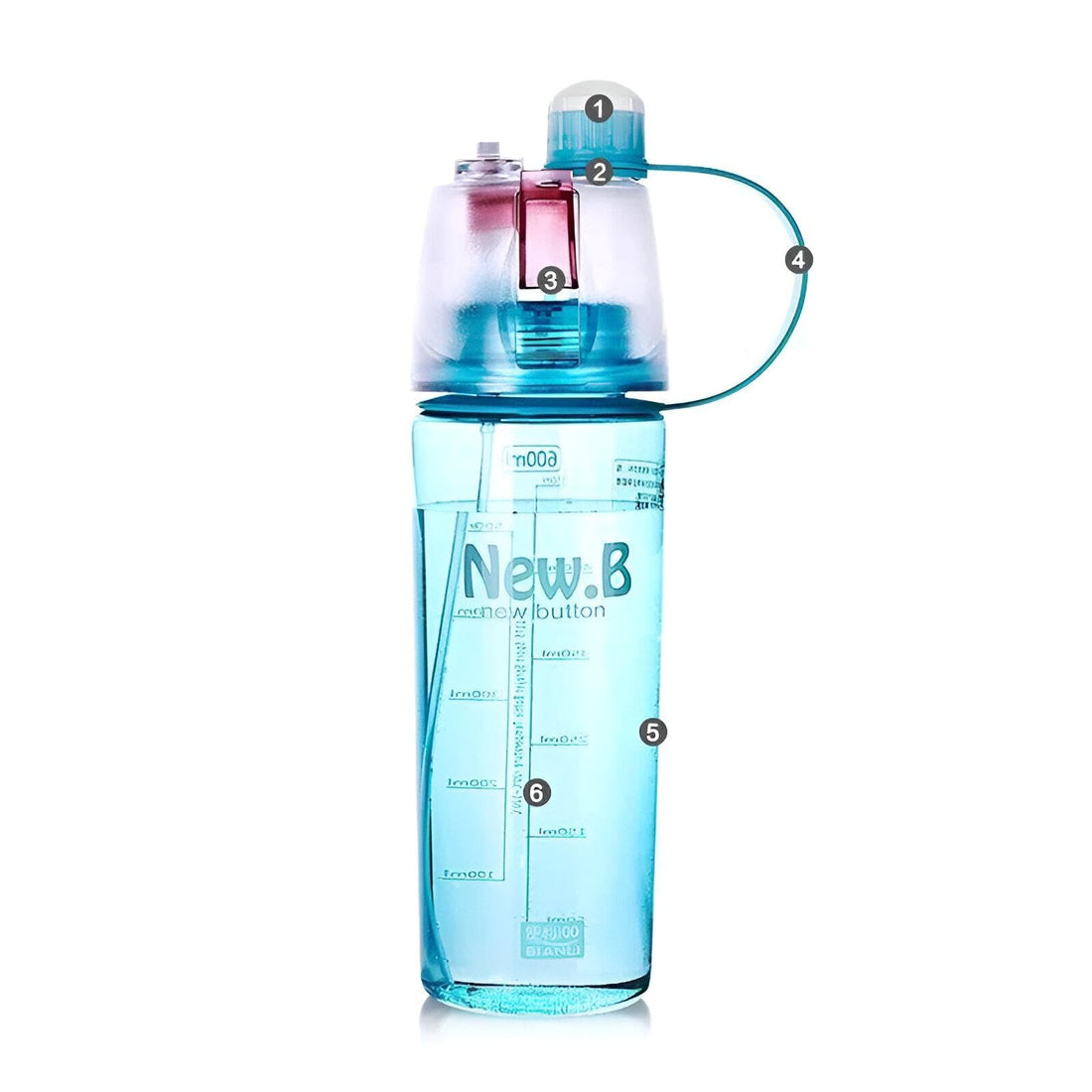 Versatile Water Bottle-600ml portable water bottle for fitness, running, outdoor activities with ergonomic multi-color and multi-use design