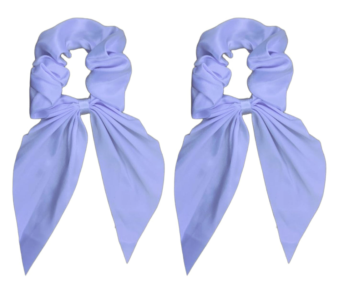 2 Pieces Women Satin Hair Bow Long Hair Bow Tie White for All Styles