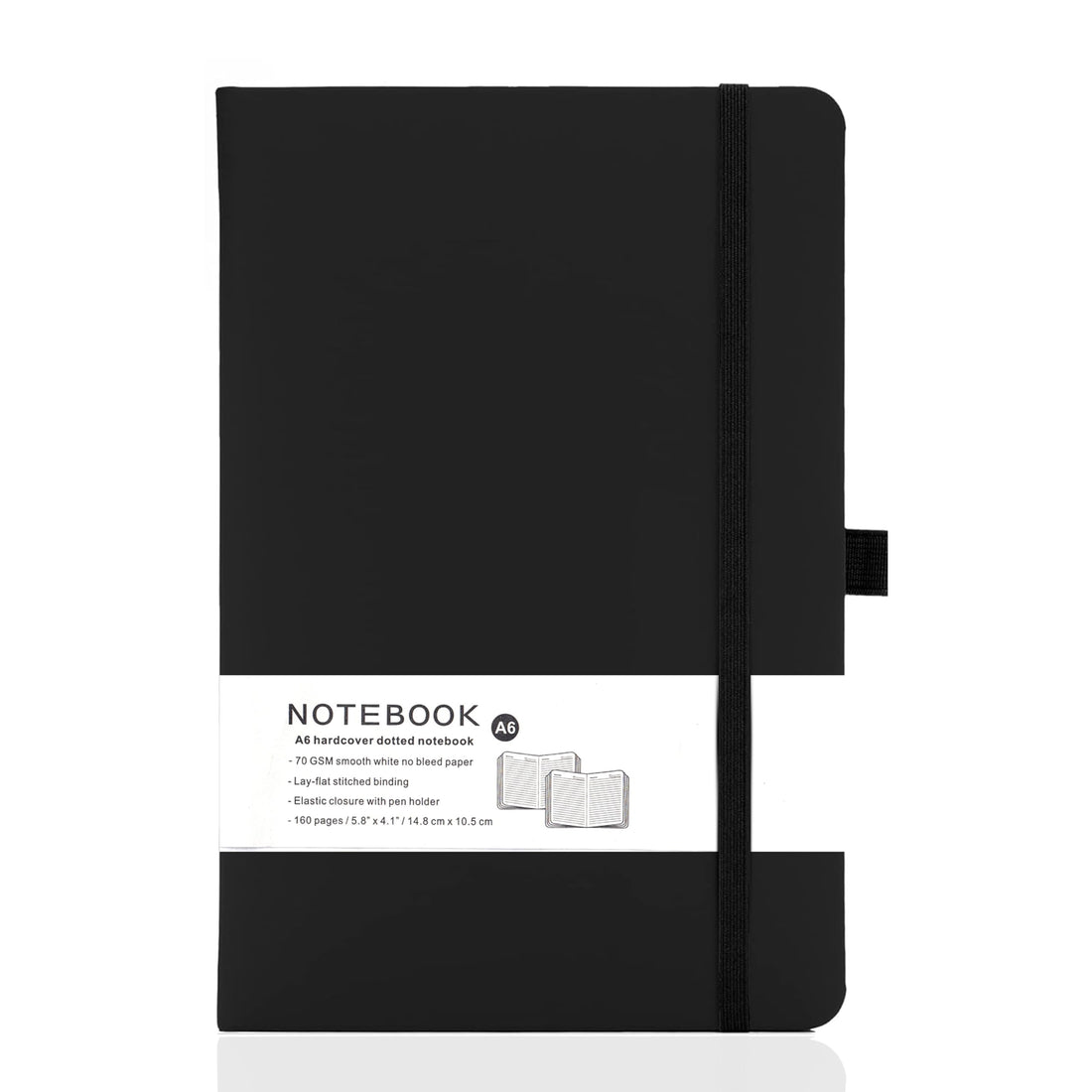 Yanek A6 Lined Notebook - Black Hardcover, 160 Pages, Writing Pad for Notes, Journals, Sketches, School, Office, and Personal Use - Durable, Portable, Pack of 1 (Black)