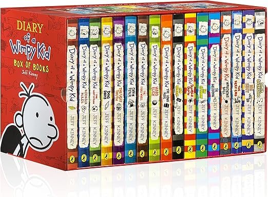 Jeff Kinney A Library of a Wimpy Kid 1-17 Completed Boxed Set, Original Collection Series, 17 Books Paperback Edition, Gift Set for Kids Boy