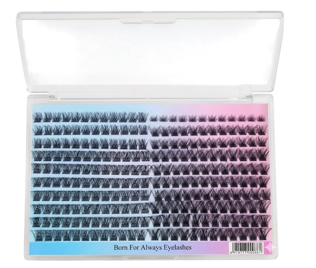 LAHES 300PCS - Extensions Individual Lash Volume 6D mink - FREE EYELASHES - Natural Eyelashes (40 MM TO 100 MM-MIX)-ONE BY ONE-w0c+w02-9 to 14MIX -2 shape