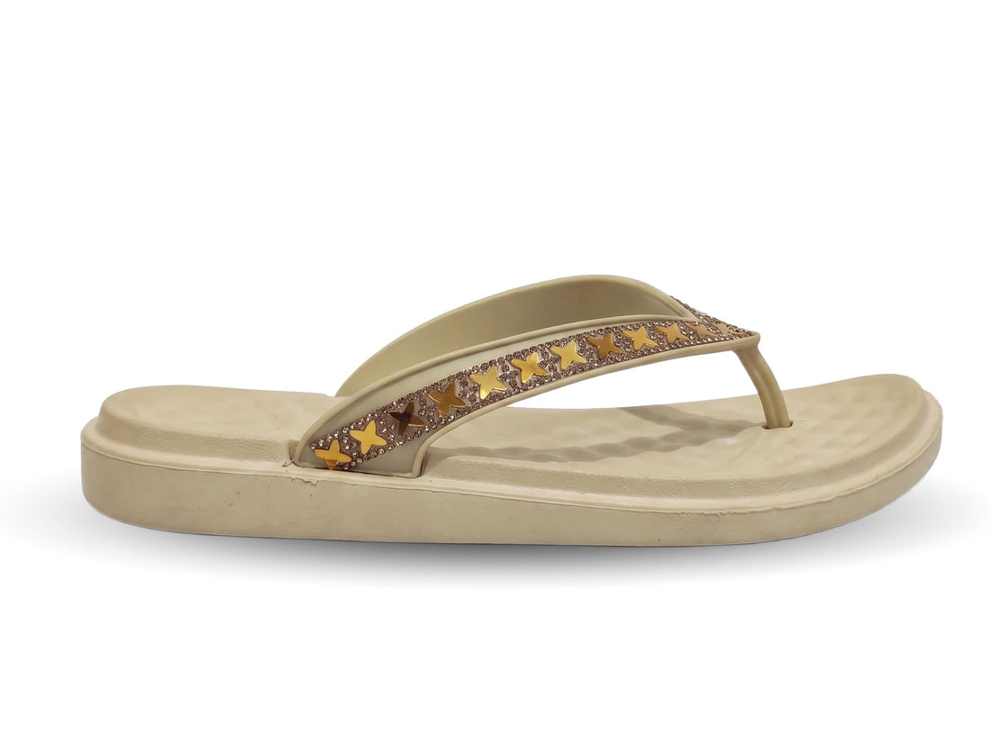 Project Z Women's Bloom Plus Slippers - Slipper - Comfortable and Flexible EVA Medical Sole - Lightweight Casual Home Beach Sandals with Gold and Silver Accents - Sizes 37-41