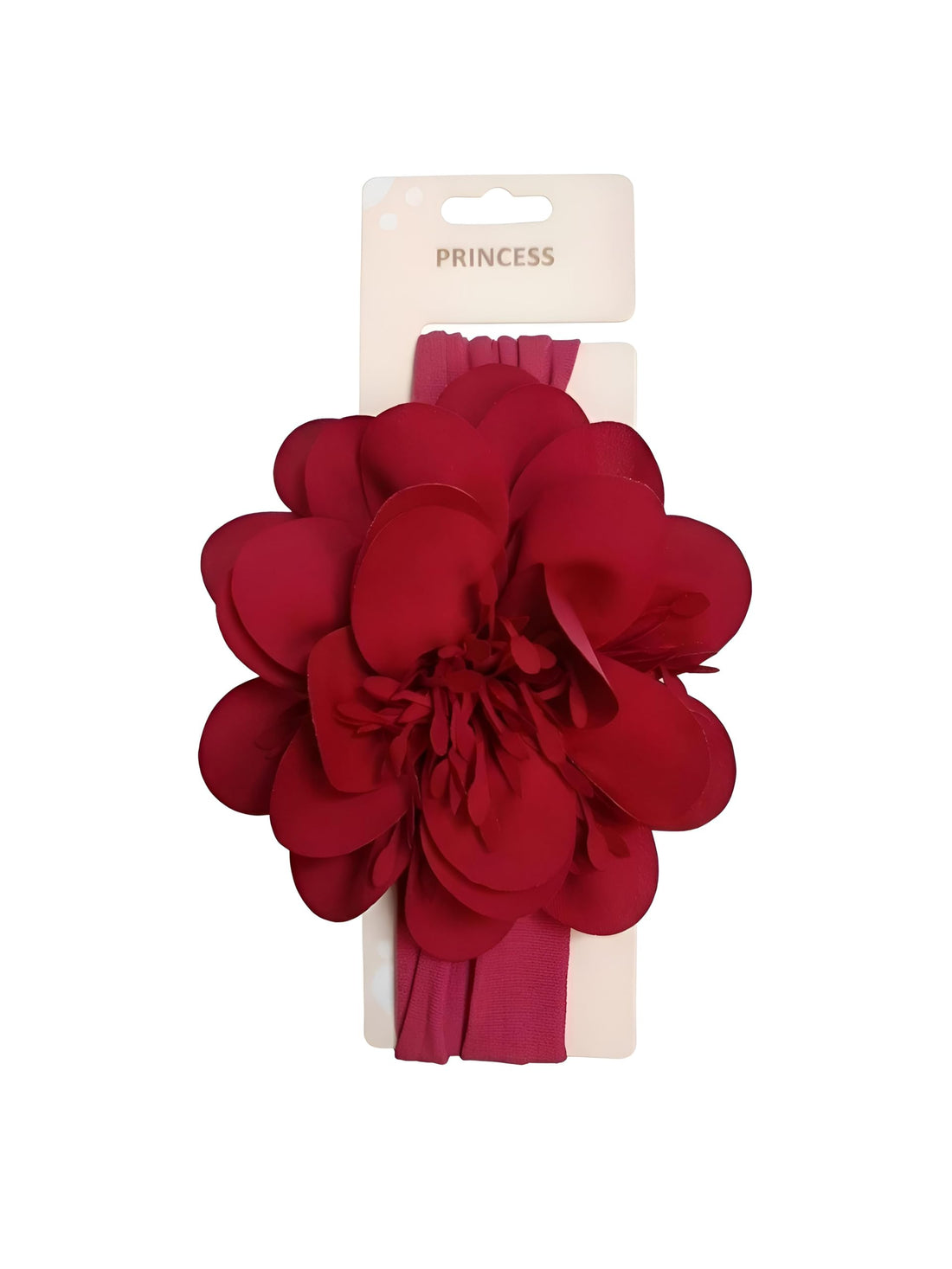 Floral Turban - Comfortable elastic head wrap with blooming flowers for baby girl infant toddler princess stylish hair accessory gift idea (red)