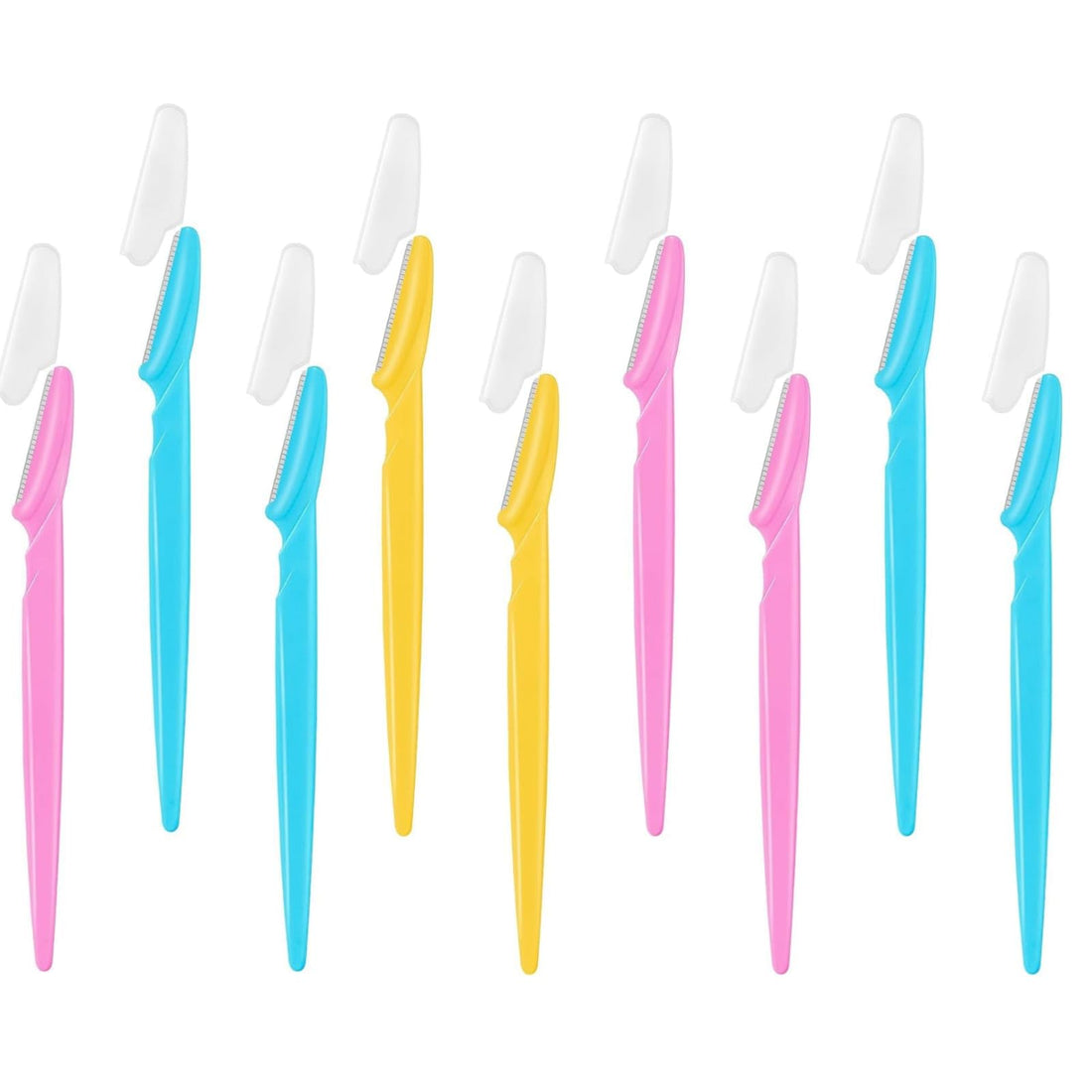 Facial Razors for Women - Eyebrow Shaper & Face Hair Remover Blades with Protective Cap - Pack of 9 (Colorful) - Dermaplaning Tool for Smooth & Glowing Skin (Pack of 9)