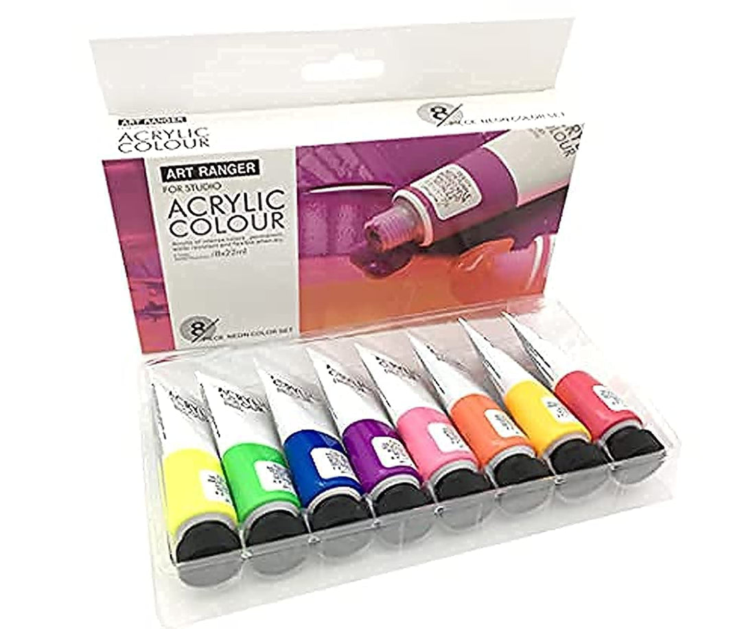 Sabahz Trading Artist Acrylic Colour Neon Shades Glow In Dark (8 x 22 ml)