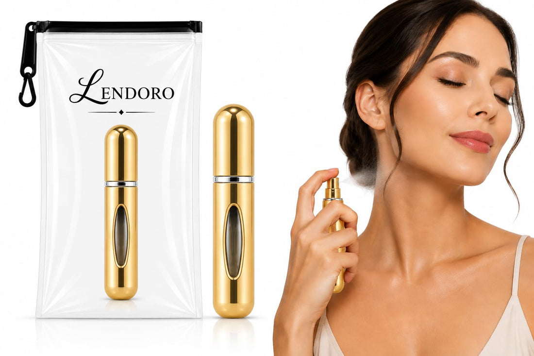 LENDORO Mini Perfume Atomizer, Refillable and Portable, 5ml Capacity, Leak-Proof, Compact Travel Spray Bottle (Gold, 1 Piece)