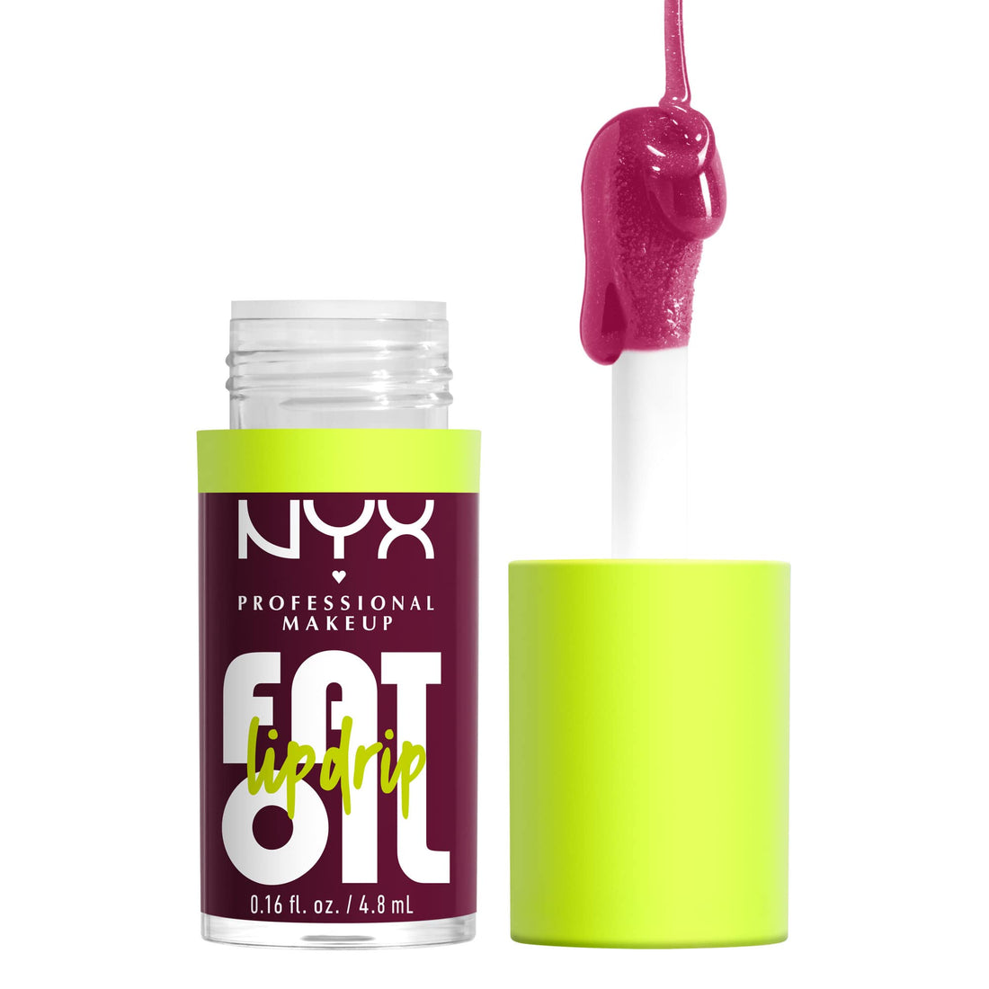 NYX Professional Makeup Lip Gloss, High Shine, Non-Sticky FInish, 12 Hours Hydrating, Fat Applicator, With Squalane, Raspberry and Cloudberry Oils, Fat Oil Lip Drip, Shade: That's Chic