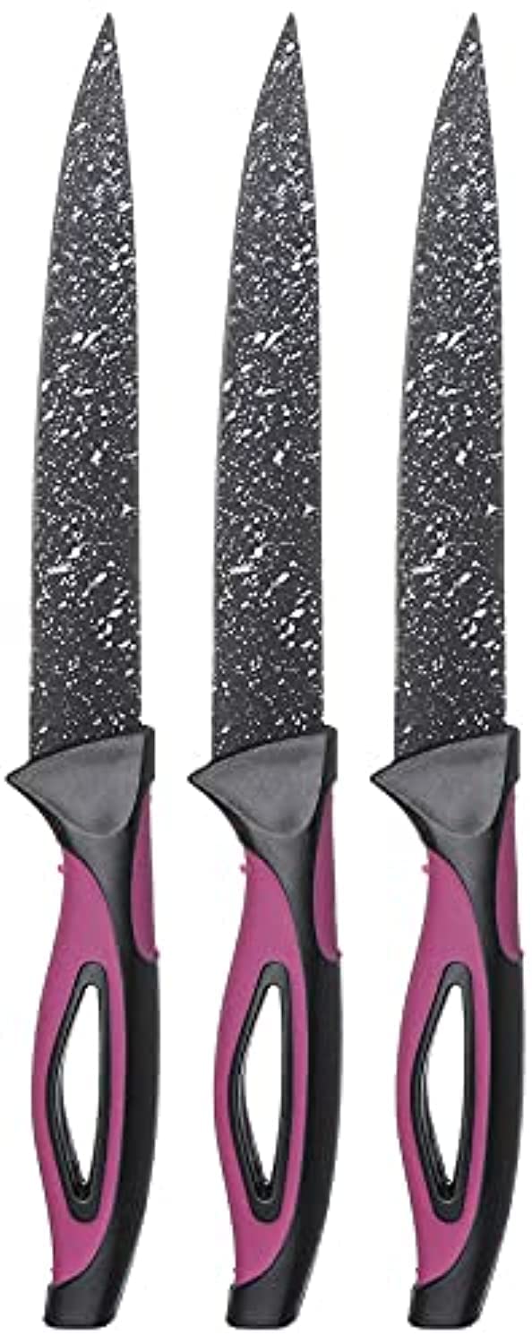 Granite Knives Set with Plastic Handles, 3 Pieces - Multi Color