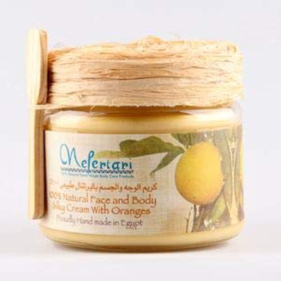 Nefertari Face and Body Cream with Orange in Glass Jar