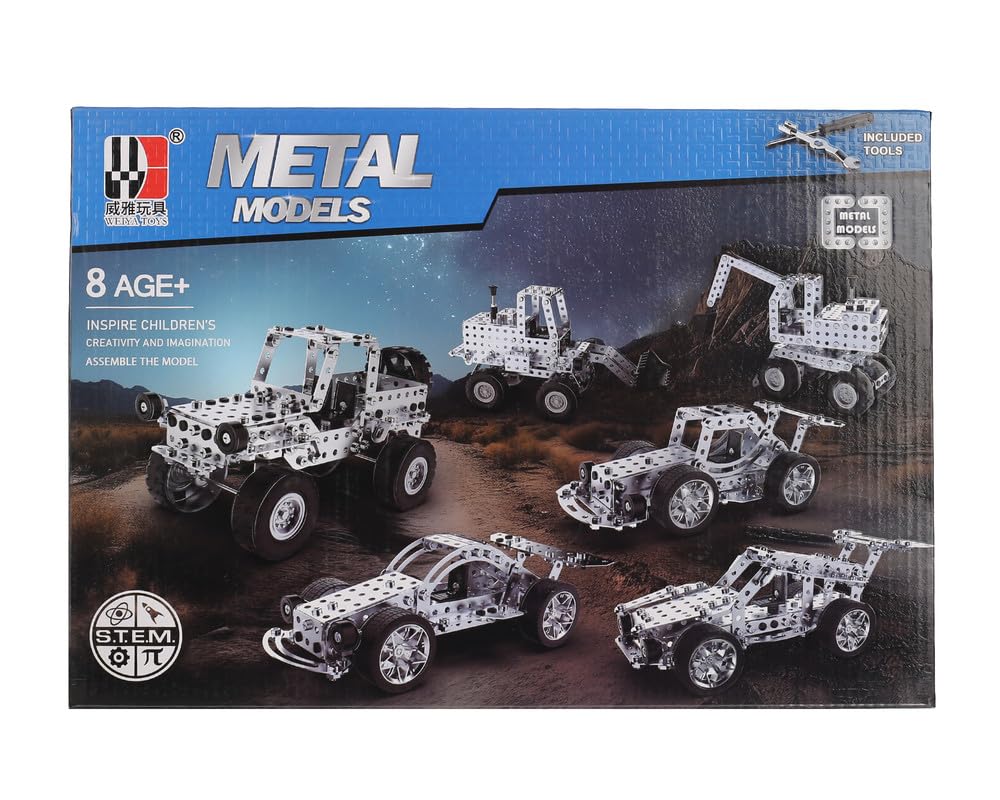 3A FD805 Metal Meccano Arabic Shapes Assemble Toy 430 Pieces - Silver