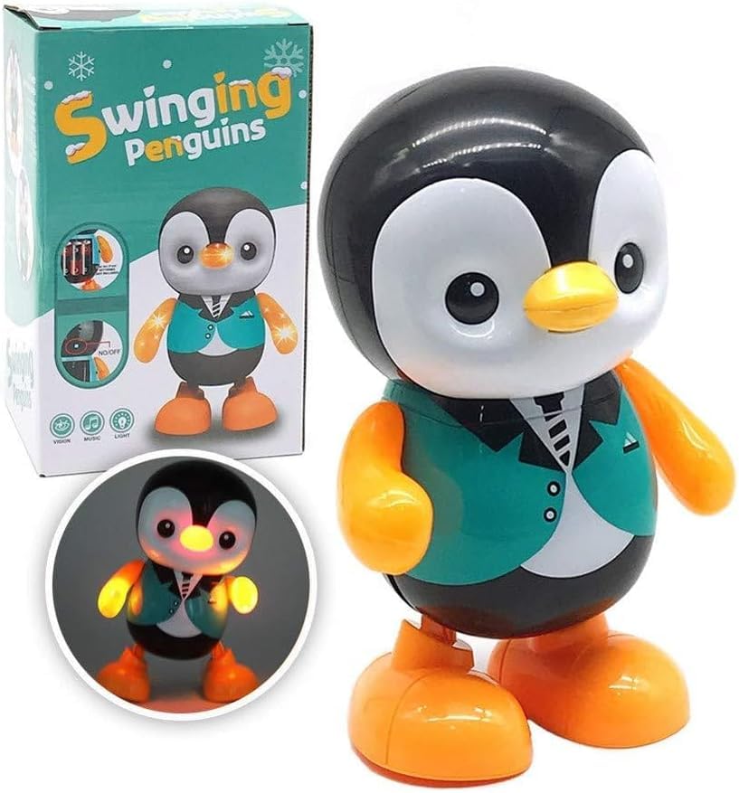Swinging Penguin Dancing Toy with Music and Light, Plastic, Multicolour, for Kids
