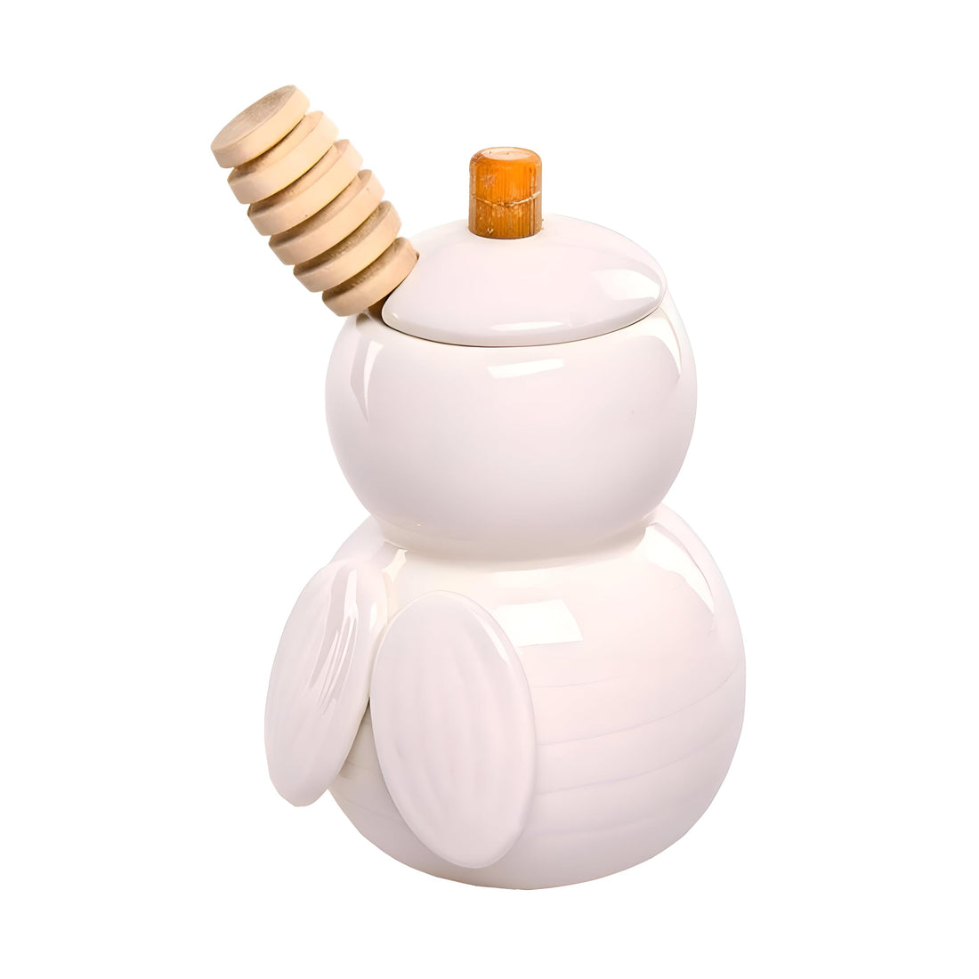 Elegant Honey Container - Classic white ceramic honey jar with artistic detailing, designed to add grace to your kitchen table or serve as a lovely decorative piece.