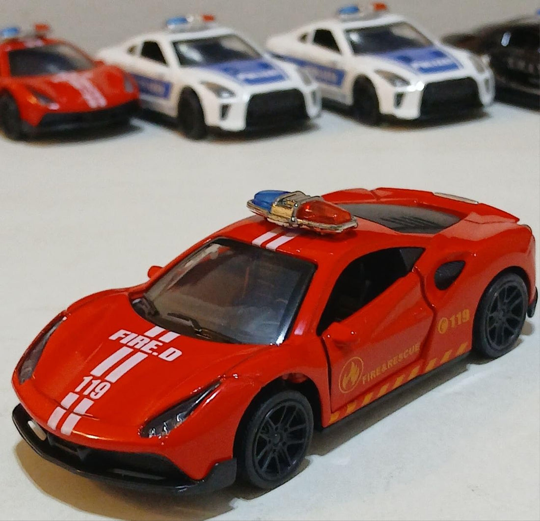Metal Red Police Car Toy 12 CM 2 Doors Open Non-Riding Toy Vehicle