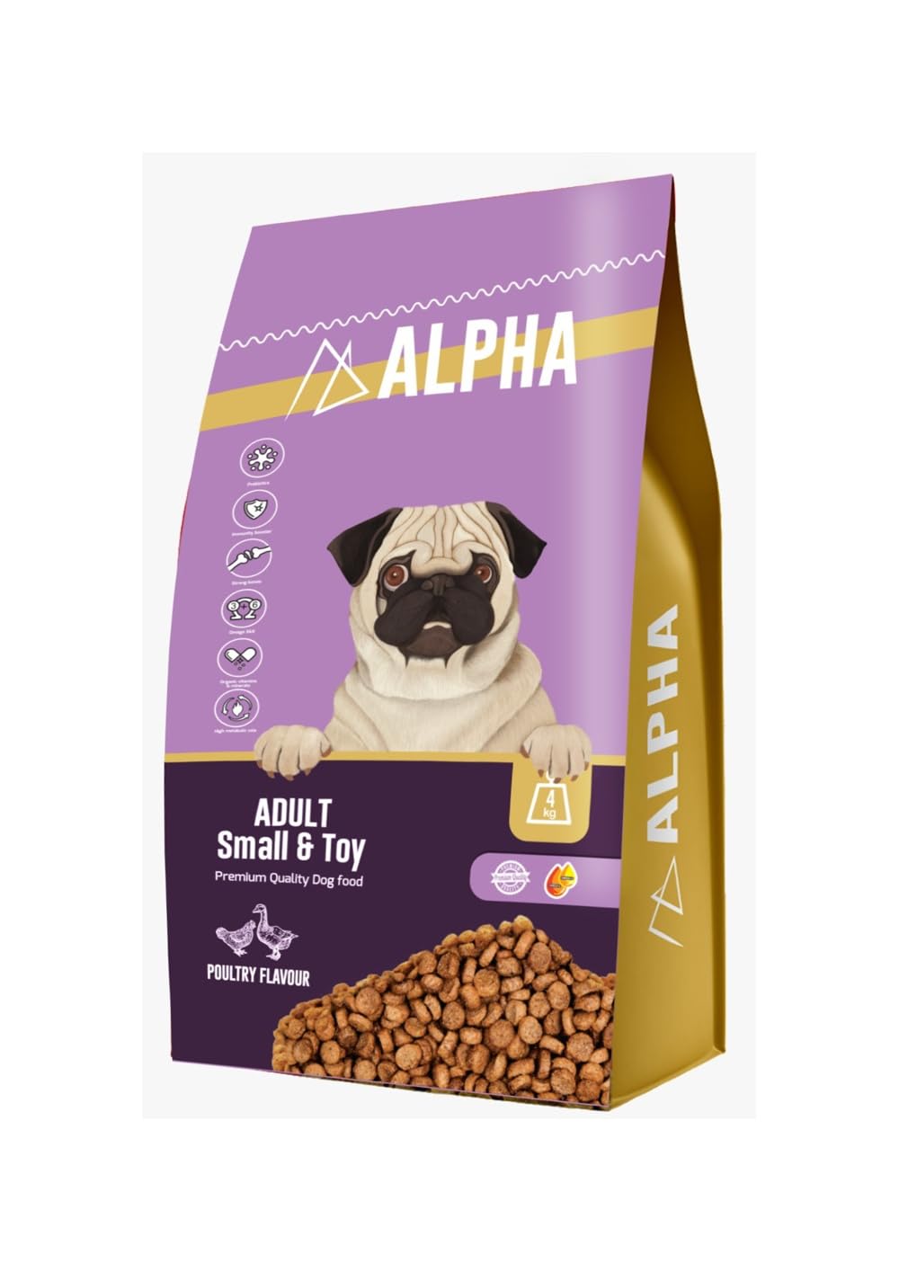 Alpha Premium Dog Food for Adult Small & Toy Breeds, Poultry Flavour, 4kg