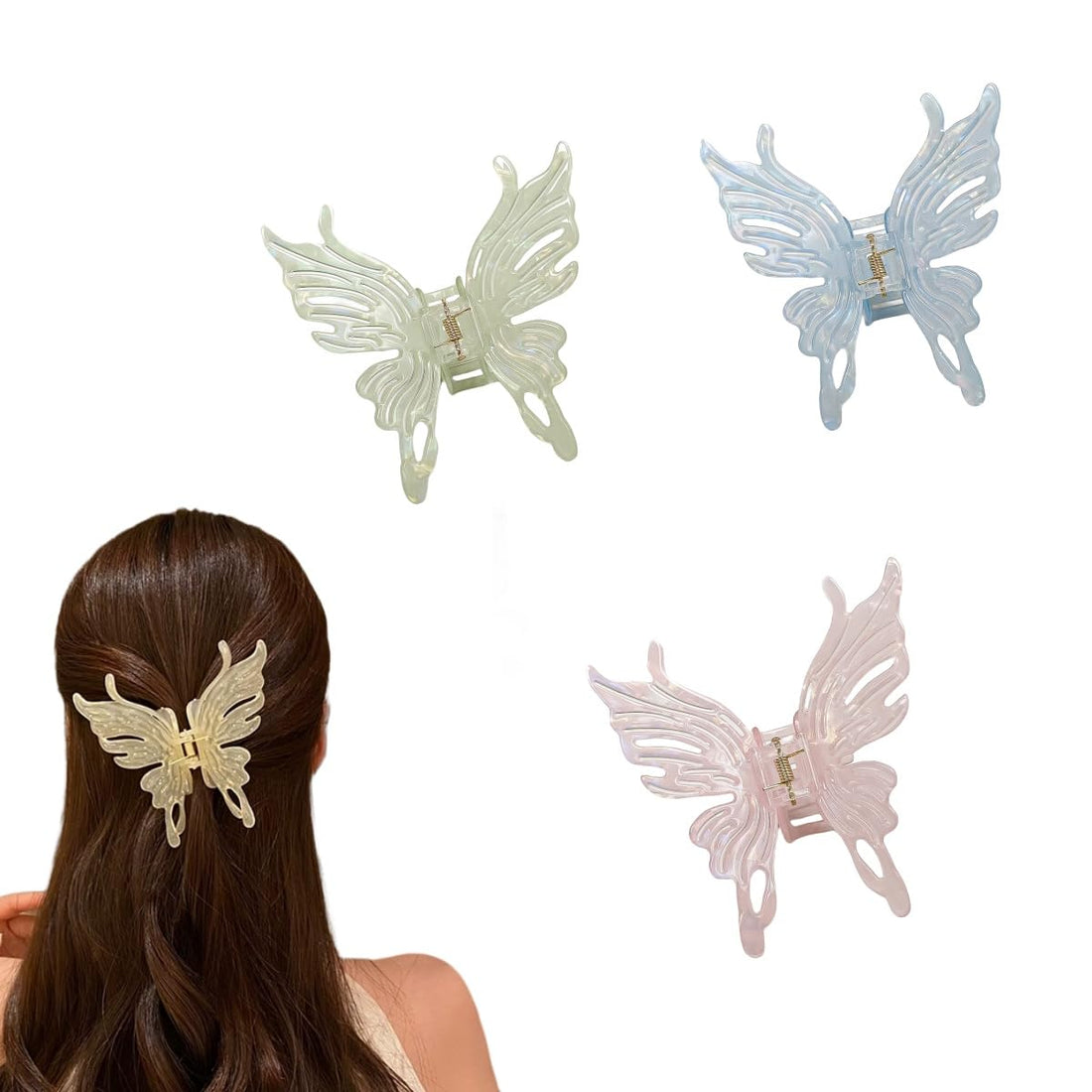 3 Pcs 3.5 Inch Large Butterfly Hair Clips Non Slip Hair Claw Clips Hair Claws Hold Jaw Clip for Thick Thin Hair Clips Cute Hair Accessories for Women Girls