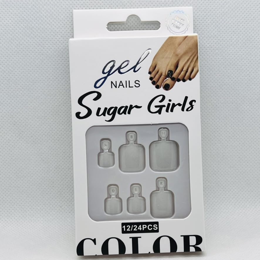Premium Cat Eye Toe Press On Nails – Glossy Magnetic Pedicure Fake Nails for Women – Fuchsia, Red, Dark Red, White, Beige & Pink (2 of White Toe Nails)