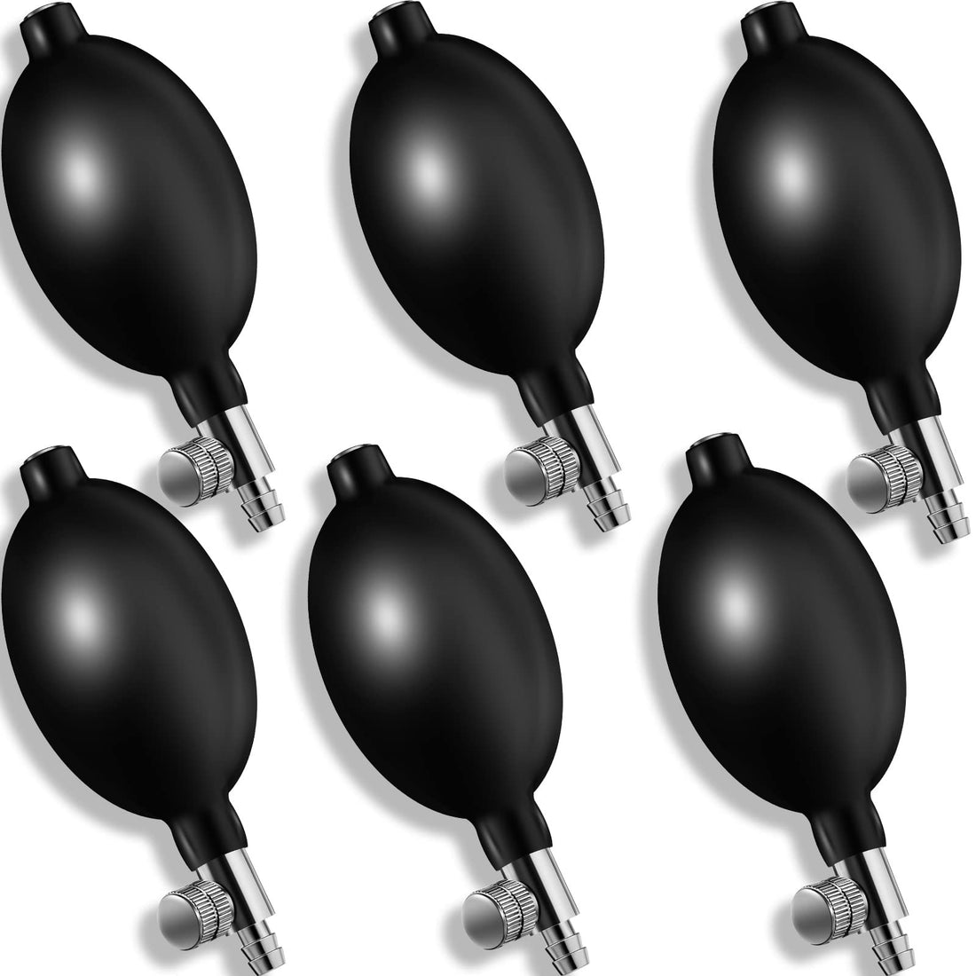 6 Pieces Blood Pressure Bulb Replacement Inflation Bulb Pump Adjustable Hand Squeeze Pump Manual Sphygmomanometer Bulb with Air Release Valve, Black