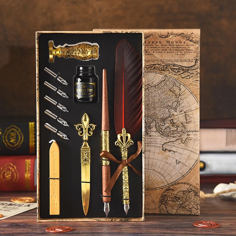 Calligraphy Kit, Calligraphy Pen Set, Fountain Pen and Ink Pen, Fountain Pen Kit, Handmade, Calligraphy Gift Box (Red)